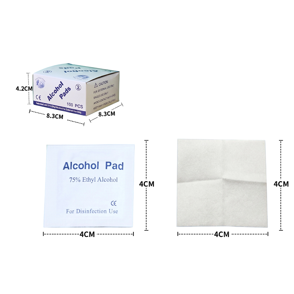 100 sztuk/pudło 4x4 cm pakowane pojedynczo podkładki premium 75% alkoholu etylowego do użytku domowego, podróżnego i klinicznego