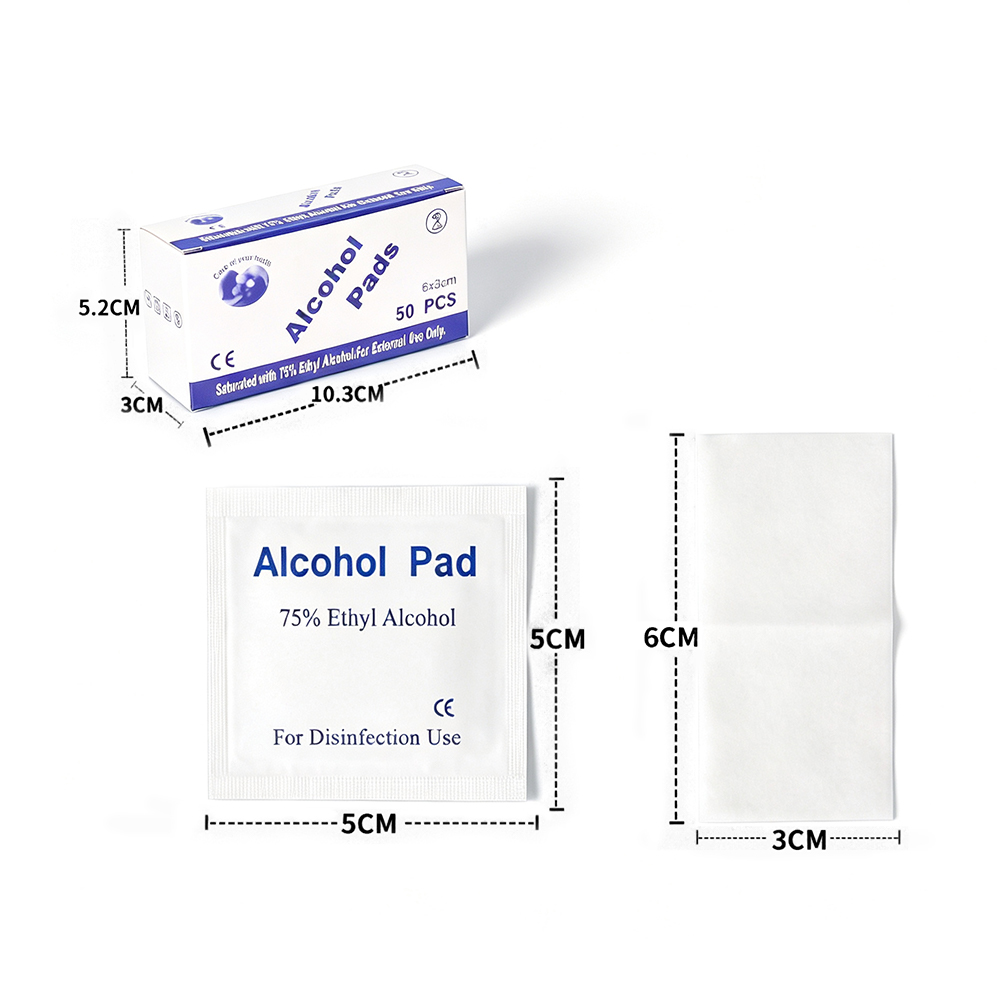 50 sztuk/pudło 75% pakowane pojedynczo chusteczki do dezynfekcji na bazie alkoholu etylowego o wymiarach 6x3 cm do pierwszej pomocy i higieny osobistej