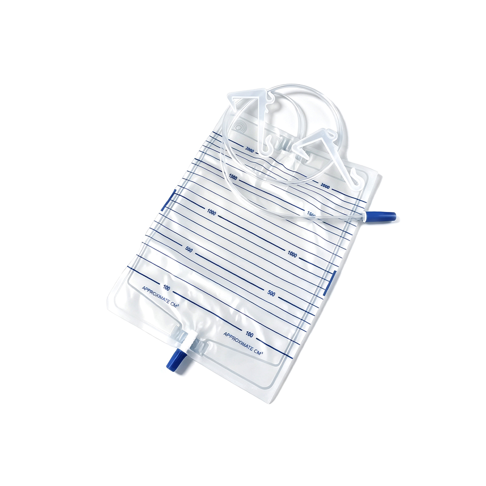 Worek na mocz z PVC klasy medycznej o pojemności 1000–2000 ml premium ze wzmocnionymi plastikowymi wieszakami